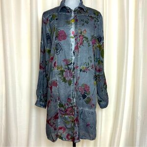 Vintage Goa Anthropologie Floral Bohemian Button Down Mini Dress